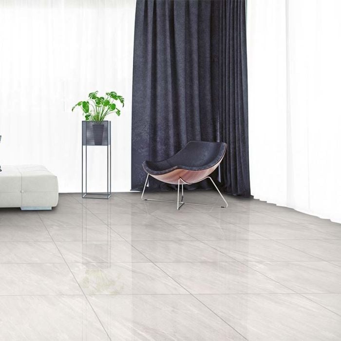 Chipo Grey Eco Shiny Glazed Porcelain Floor Tile 600x600mm A-Grade
